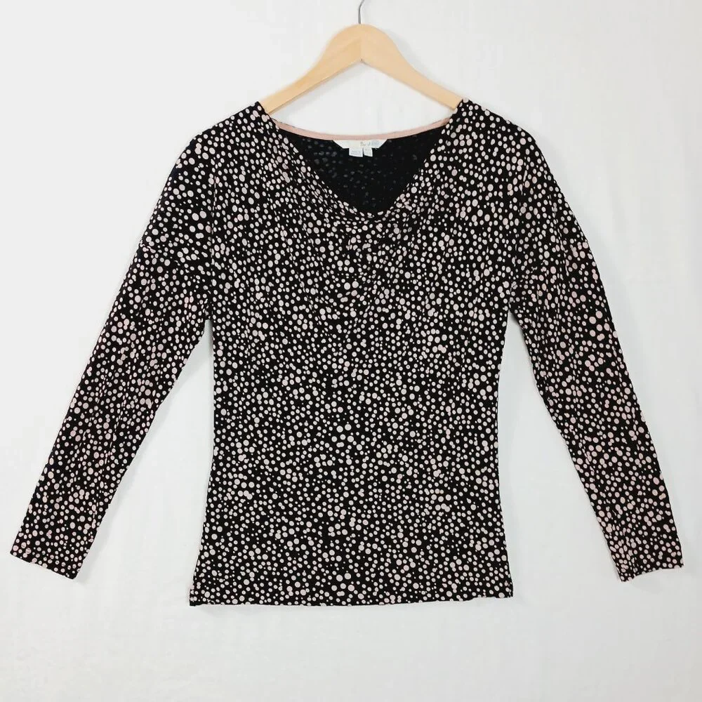 Boden, Women's Top, Size 8, Black with Soft Pink Dots, Lyocell and Wool Blend - Picture 4 of 16